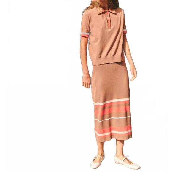 NEW CARTOLINA NANTUCKET avril midi skirt in camel - Picture 1 of 3